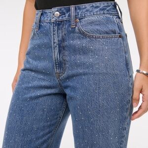 NWT Abercrombie & Fitch Curve Love High Rise Rhinestone Embellished Jean Size 24